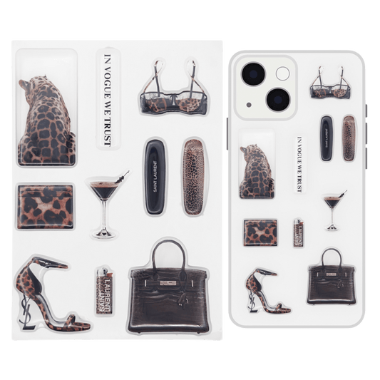 Leopard Glamour 3D stickers set with luxury animal print, popular 3d stickers for phone and laptop