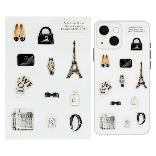 Paris 3D stickers set with Eiffel Tower and French chic theme, aesthetic 3d stickers for scrapbooking