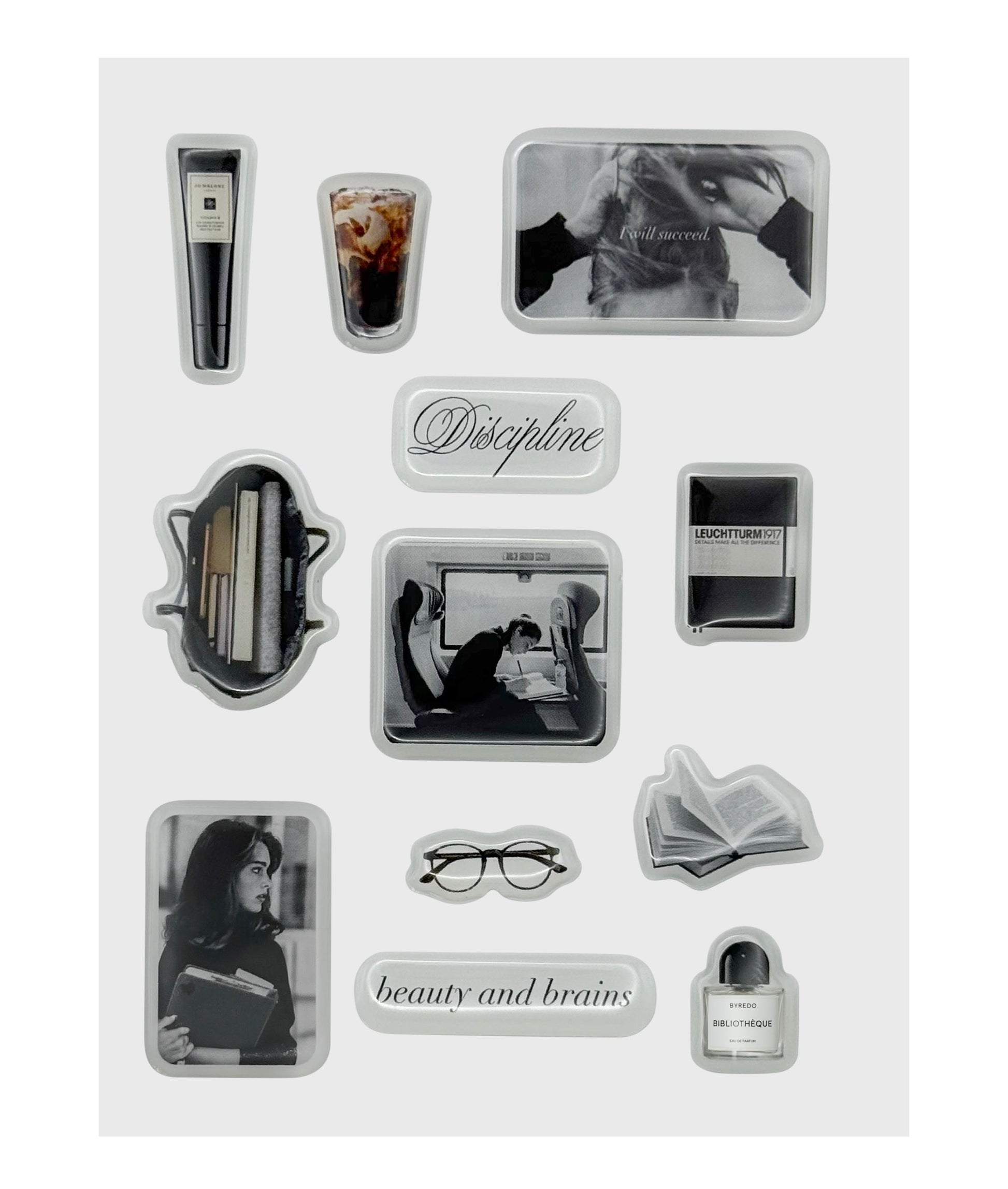 Beauty and Brains Sticker Set