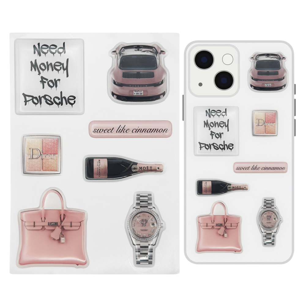 Pink Pilates Princess 3D stickers set featuring cute, aesthetic 3d stickers for scrapbooking and laptop decoration