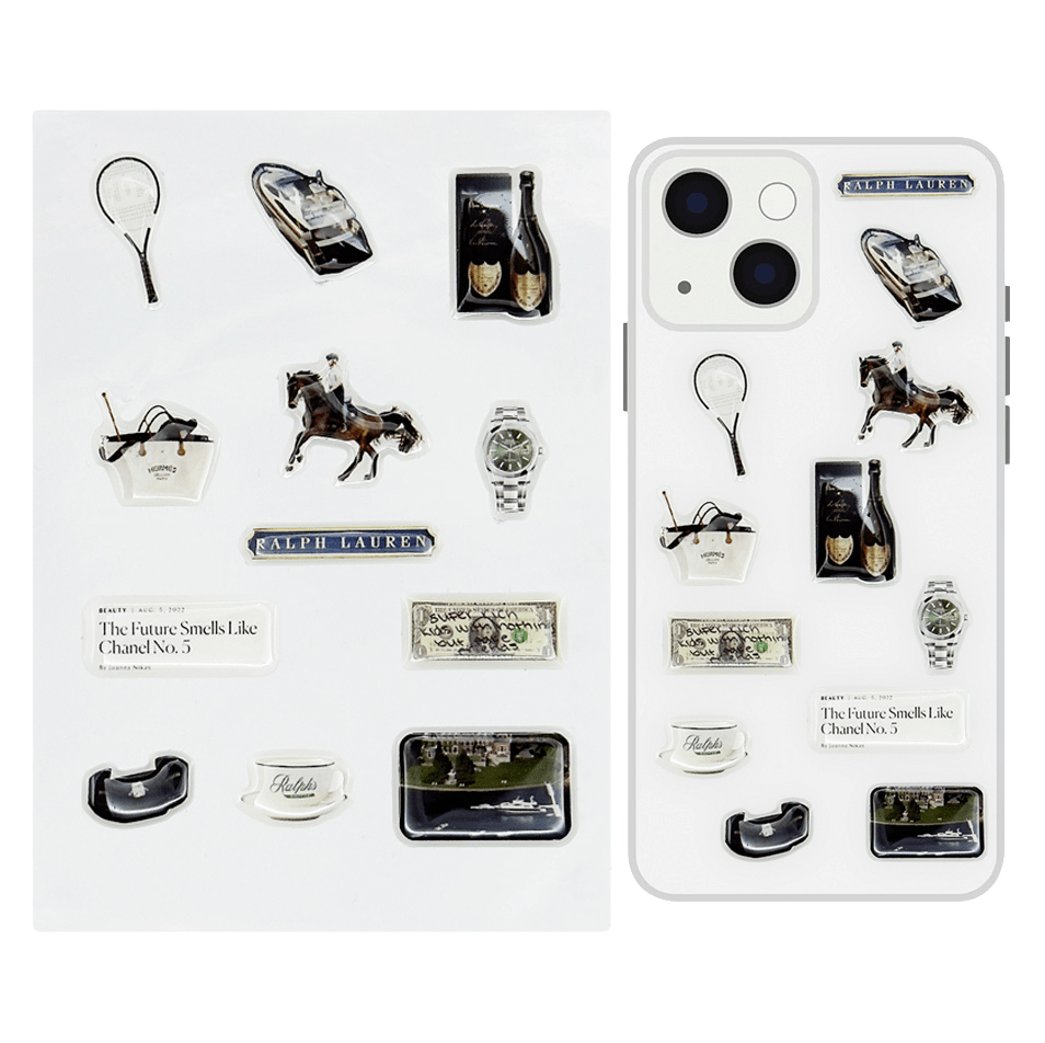 Old Money 3D stickers set luxury themed with vintage aesthetic, perfect for custom 3d stickers collection